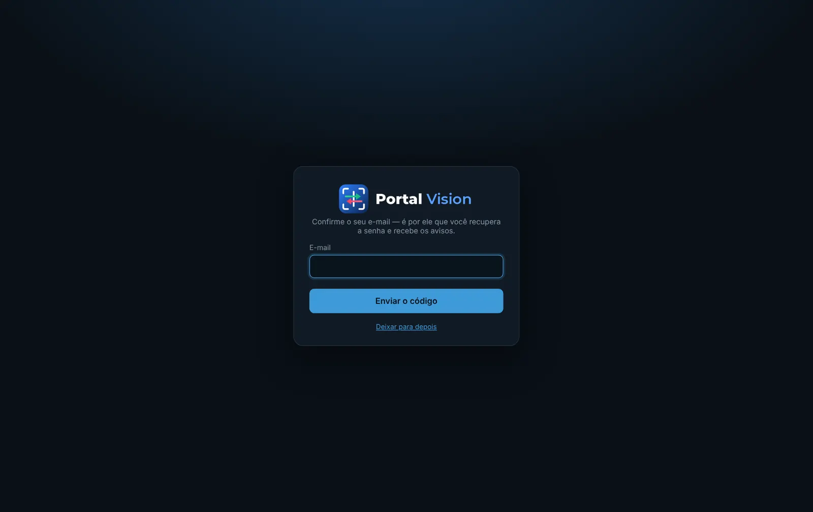 Confirmar o e-mail com o código de 6 números