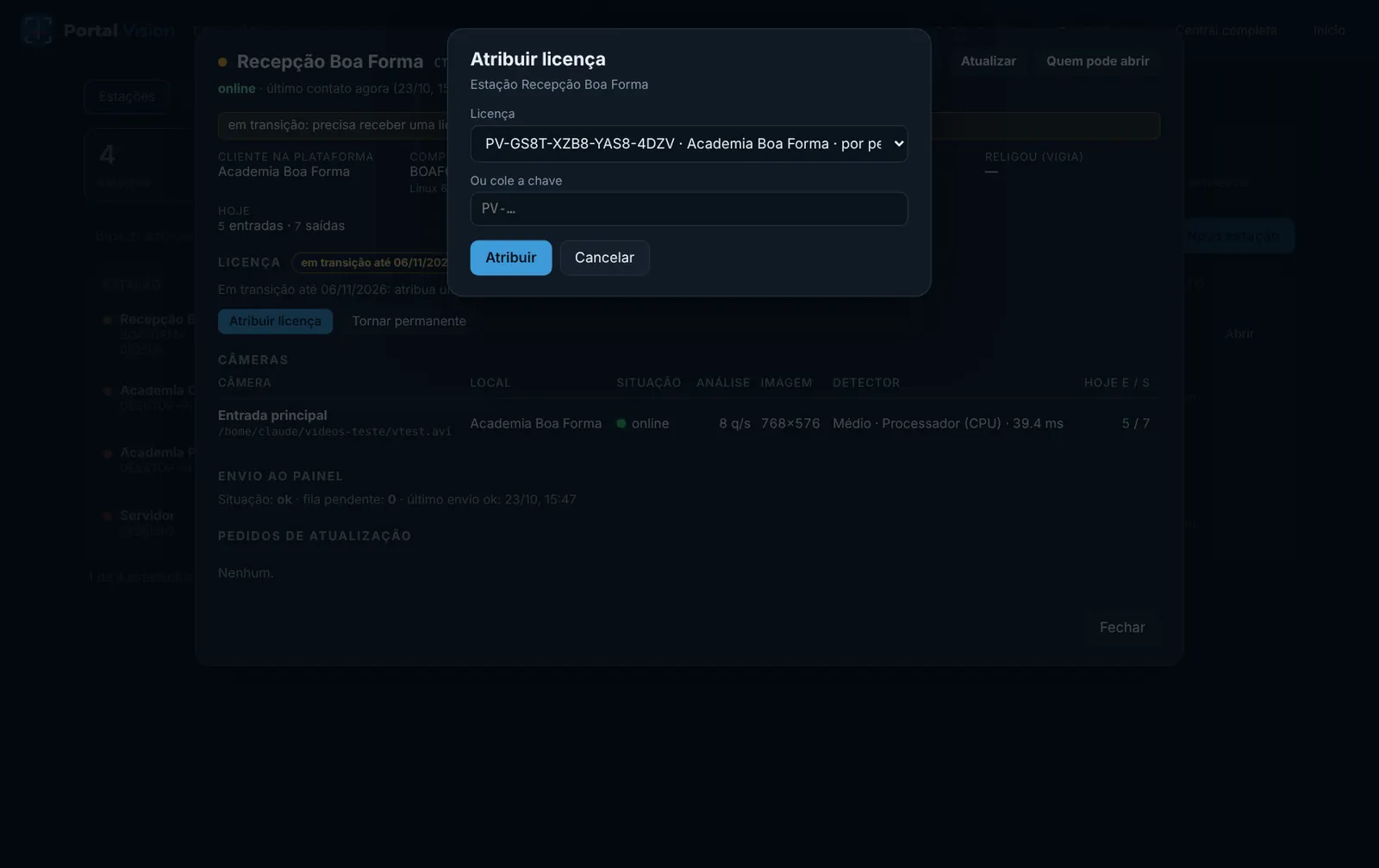 Atribuir a licença a uma estação